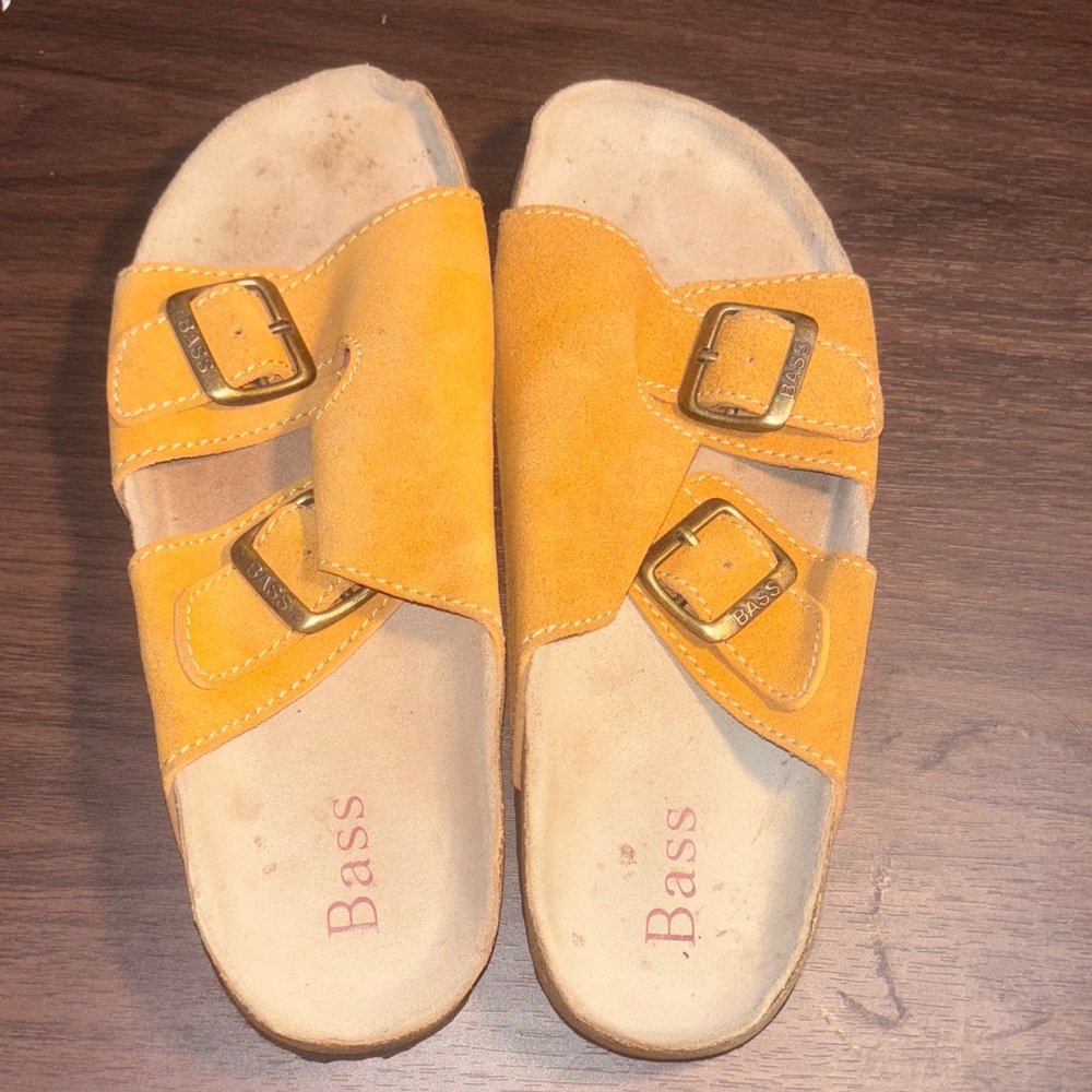 Bass Mustard Double Buckle Sandals